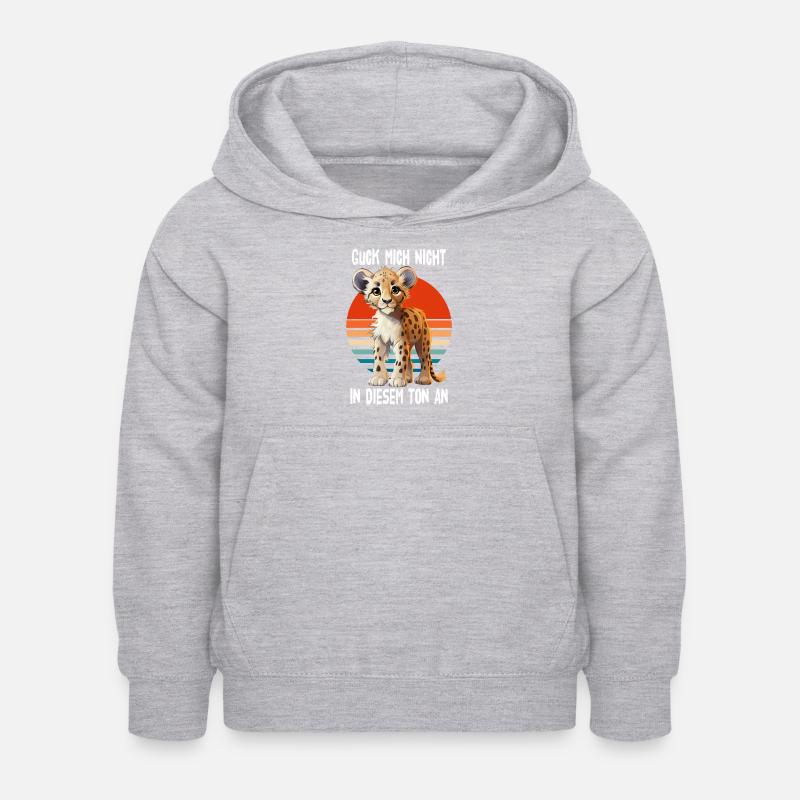 Ne me regarde pas dans ce ton guépard - Sweat à capuche Enfant - gris clair chiné