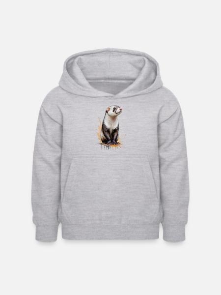 Frettchen Aquarell - Verspieltes Fellknäuel - Kinder Hoodie - Hellgrau meliert