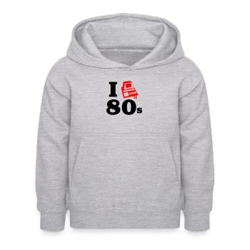 i love 80s | Retro-Computer - Kinder Hoodie - Hellgrau meliert - Vorne - AI Model Kid Female (0cm)