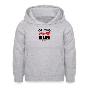 Die Konsole ist das Leben - Kinder Hoodie - Hellgrau meliert - Vorne - AI Model Kid Female (0cm)