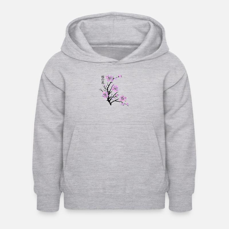 Fleurs de cerisier - Sweat à capuche Enfant - gris clair chiné