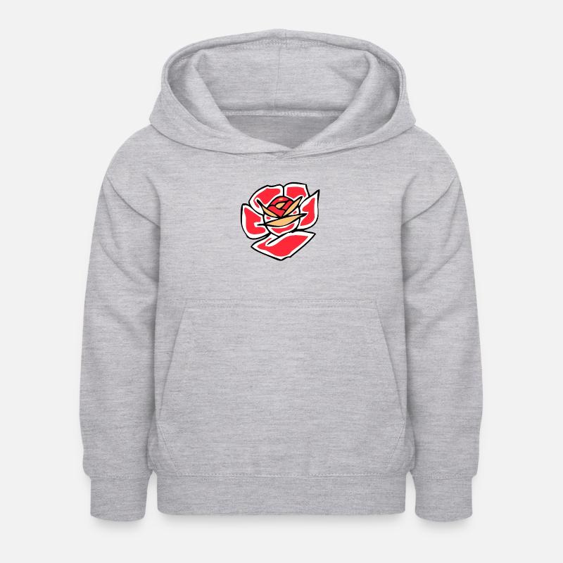 rose fleur - Sweat à capuche Enfant - gris clair chiné