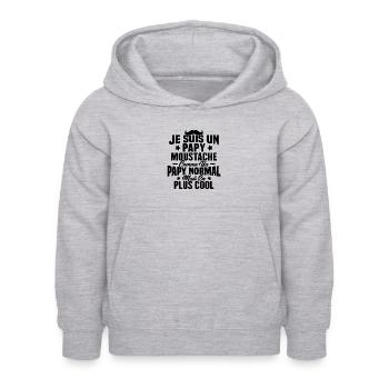 Un papy moustache comme un papy normal - Sweat à capuche Enfant - gris clair chiné - Devant - AI Model Kid Female (0cm)