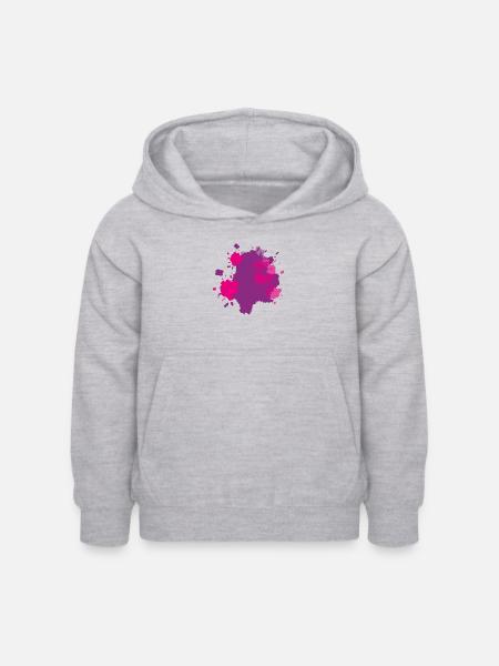 Farbklecks Rosa - Kinder Hoodie - Hellgrau meliert