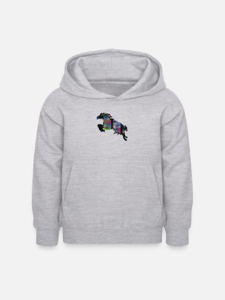 Pferd - Kinder Hoodie - Hellgrau meliert