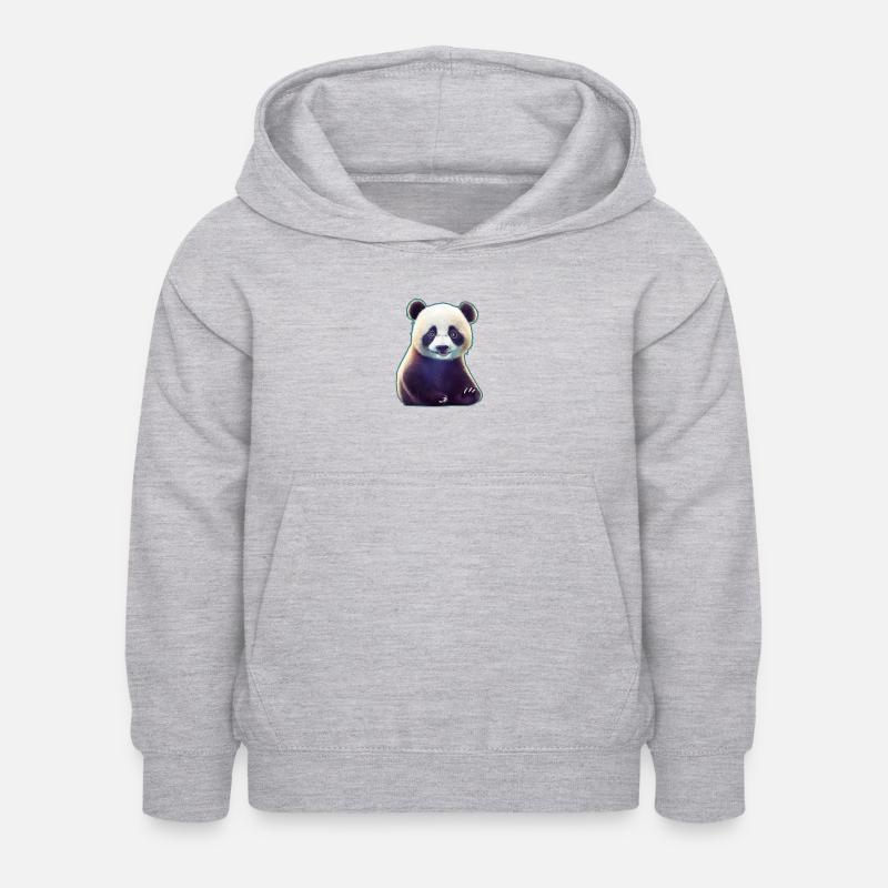 Panda 3 - Kinder Hoodie - Hellgrau meliert