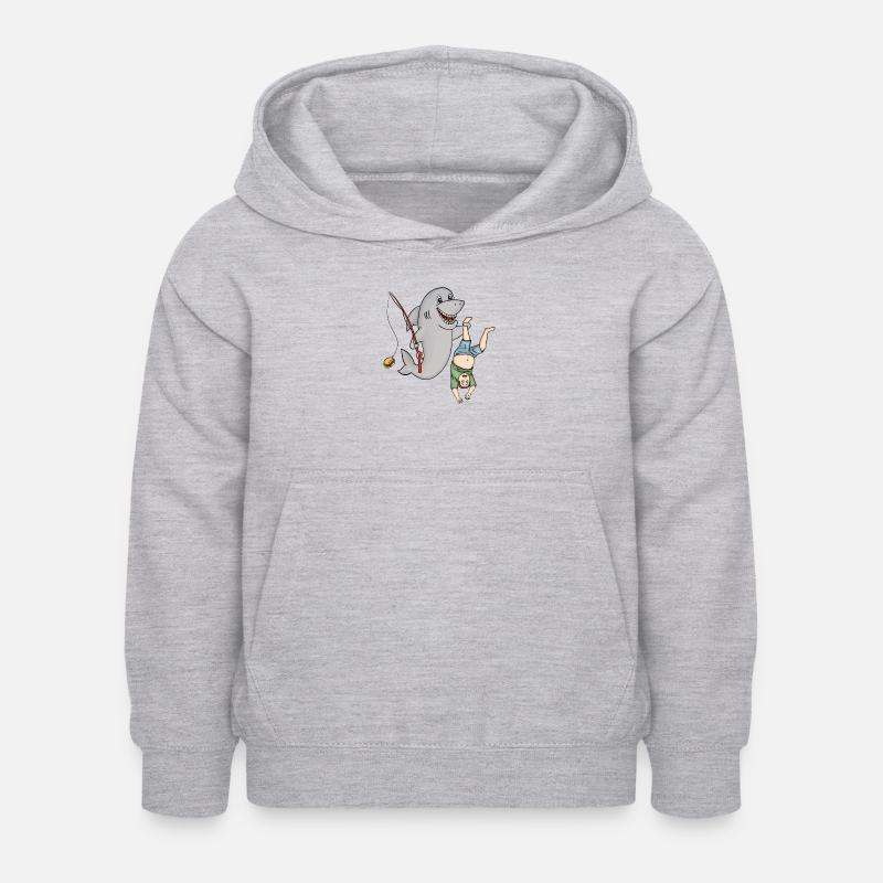 Requin avec humain - Sweat à capuche Enfant - gris clair chiné