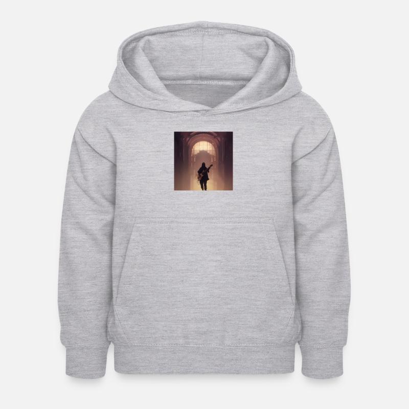 Guitariste solitaire - Sweat à capuche Enfant - gris clair chiné