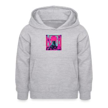 Néon loup - Sweat à capuche Enfant - gris clair chiné - Devant - AI Model Kid Female (0cm)