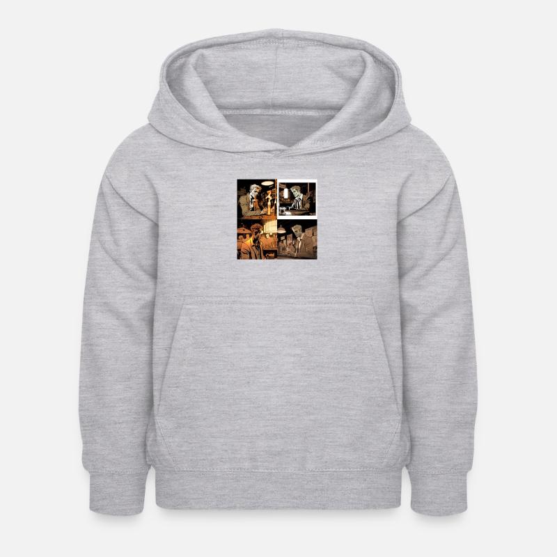 Image comique d’une personne regardant - Sweat à capuche Enfant - gris clair chiné