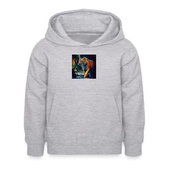 Bengalischer Tiger auf der Jagd - Kinder Hoodie - Hellgrau meliert - Vorne - AI Model Kid Female (0cm)