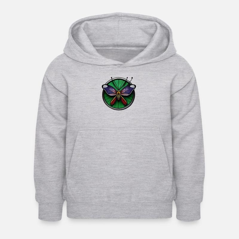 Mouche multicolor - Sweat à capuche Enfant - gris clair chiné