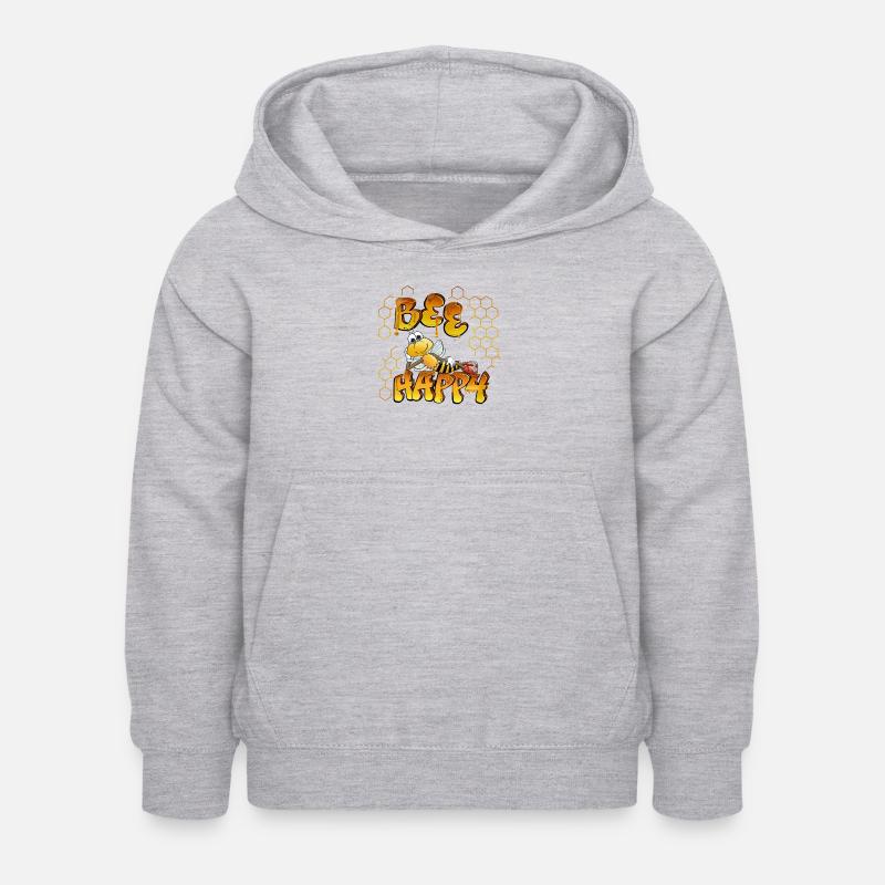 abeille heureuse - Sweat à capuche Enfant - gris clair chiné