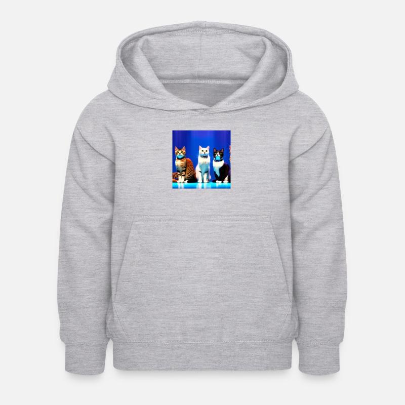 Les chats à l’honneur - Sweat à capuche Enfant - gris clair chiné