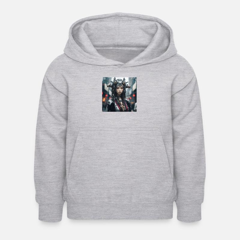 Cyber Punk - Sweat à capuche Enfant - gris clair chiné