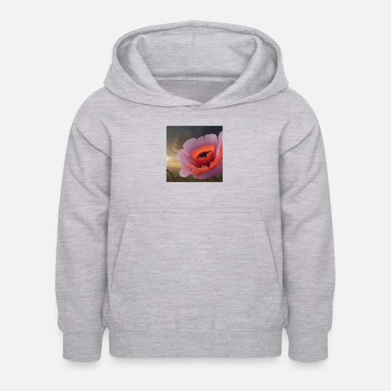 Coquelicot dans la lumière du soir - Sweat à capuche Enfant - gris clair chiné