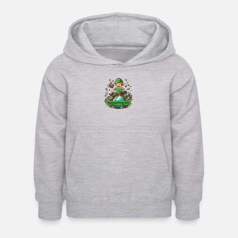 Geocaching KID - Kinder Hoodie - Hellgrau meliert