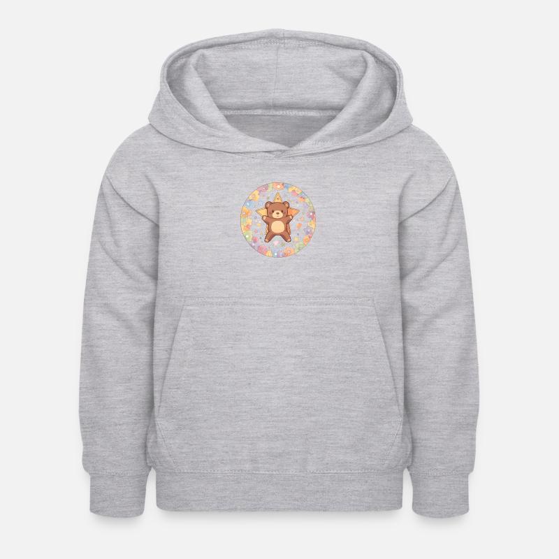 Nounours Fleuri - Sweat à capuche Enfant - gris clair chiné
