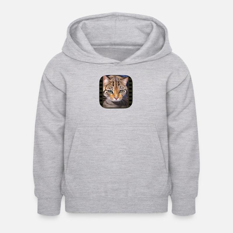 Tieger katze - Kinder Hoodie - Hellgrau meliert