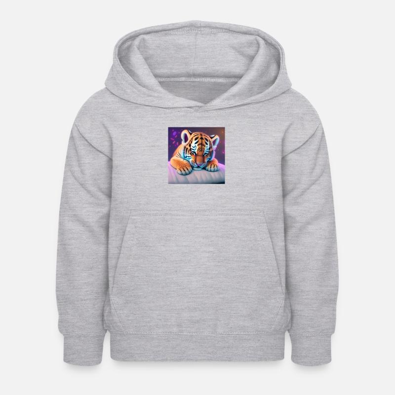 tigre - Sweat à capuche Enfant - gris clair chiné