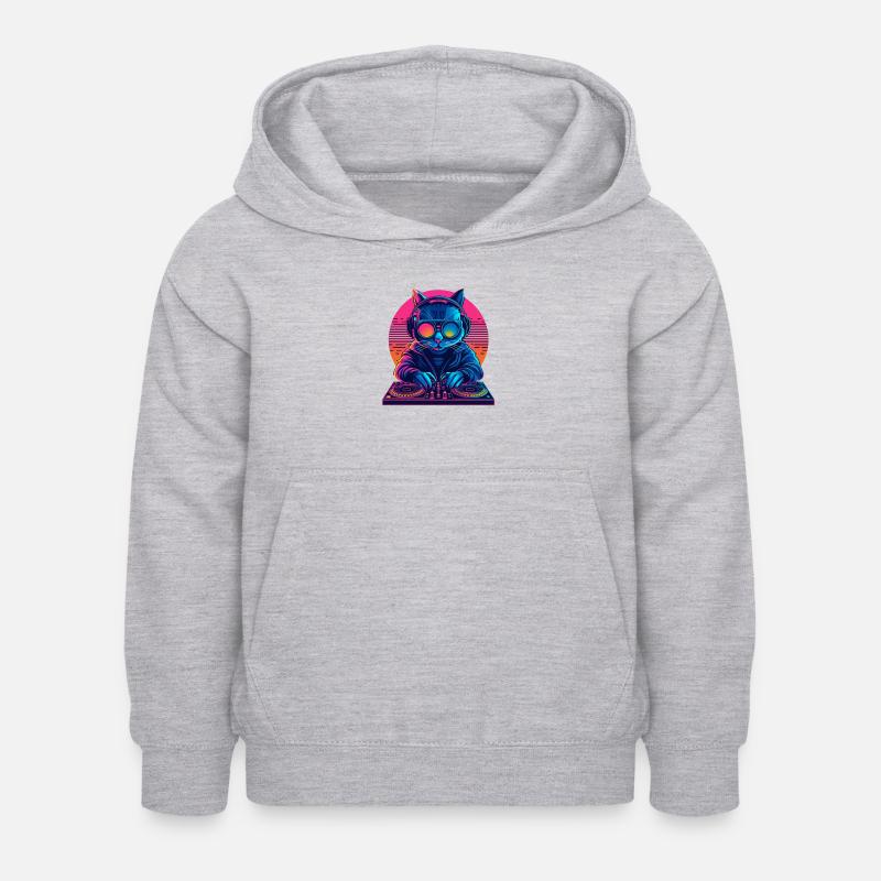 DJ Cat House Mix - Sweat à capuche Enfant - gris clair chiné