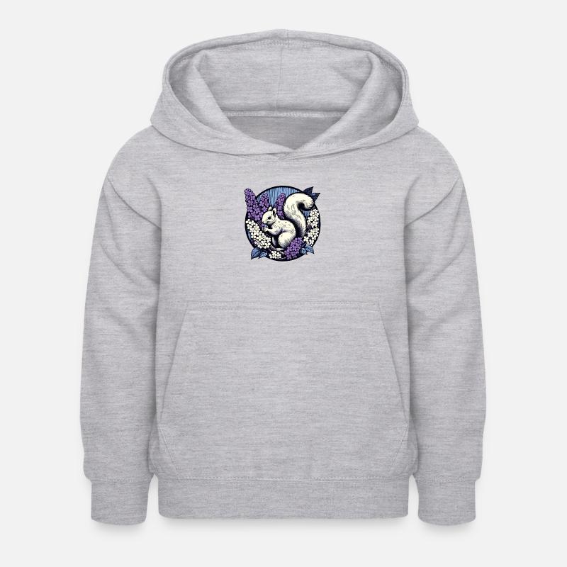 Flieder-Eichhörnchen - Kinder Hoodie - Hellgrau meliert