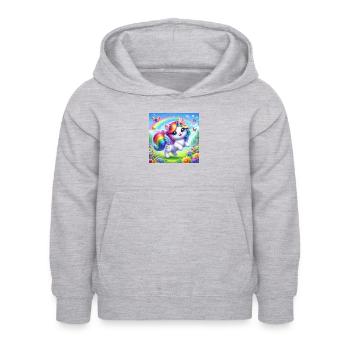 Chat licorne - Sweat à capuche Enfant - gris clair chiné - Devant - AI Model Kid Female (0cm)