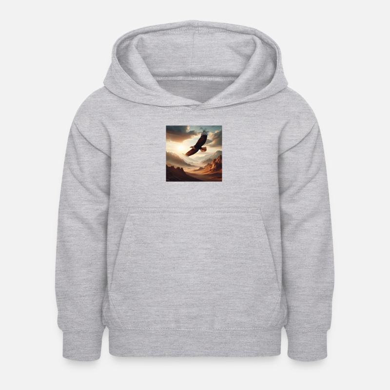 Ein majestätischer Adler schwebt über der Wüste D - Kinder Hoodie - Hellgrau meliert