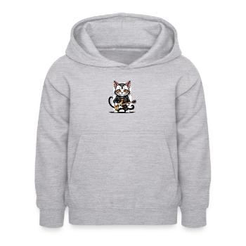 Cat Rocker Cat HardRock Gift - Sweat à capuche Enfant - gris clair chiné - Devant - AI Model Kid Female (0cm)