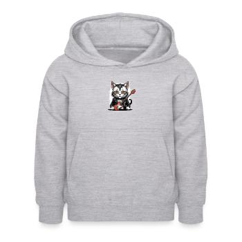 Cat Rocker Cat HardRock Gift - Sweat à capuche Enfant - gris clair chiné - Devant - AI Model Kid Female (0cm)