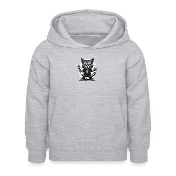 Cat Rocker Cat HardRock Gift - Sweat à capuche Enfant - gris clair chiné - Devant - AI Model Kid Female (0cm)