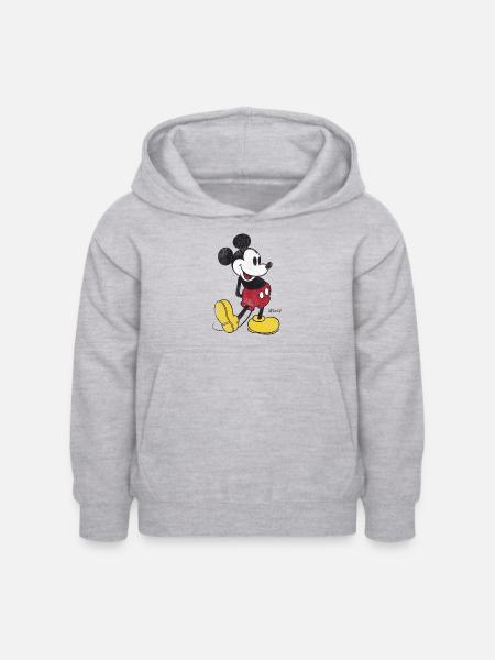 Mickey & Minnie Klassisches Mickey Motiv - Kinder Hoodie - Hellgrau meliert