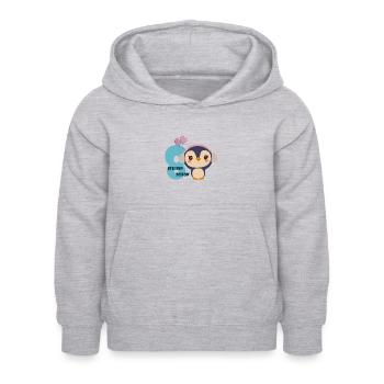 Kleiner süßer Pinguin zum 8. Geburtstag - Kinder Hoodie - Hellgrau meliert - Vorne - AI Model Kid Female (0cm)