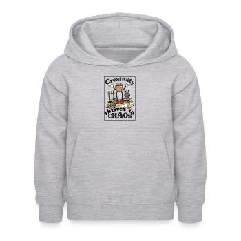 La créativité prospère dans le chaos - Sweat à capuche Enfant - gris clair chiné - Devant - AI Model Kid Female (0cm)