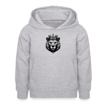 Ours Grizzly Roi de la Couronne - Sweat à capuche Enfant - gris clair chiné - Devant - AI Model Kid Female (0cm)