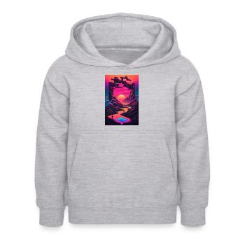 Retro Gaming Gamer Futuriste - Sweat à capuche Enfant - gris clair chiné - Devant - AI Model Kid Female (0cm)