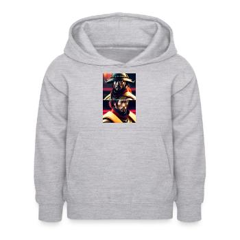 Futuristische Samoerai - Kinderhoodie - lichtgrijs gemêleerd - Voor - AI Model Kid Female (0cm)