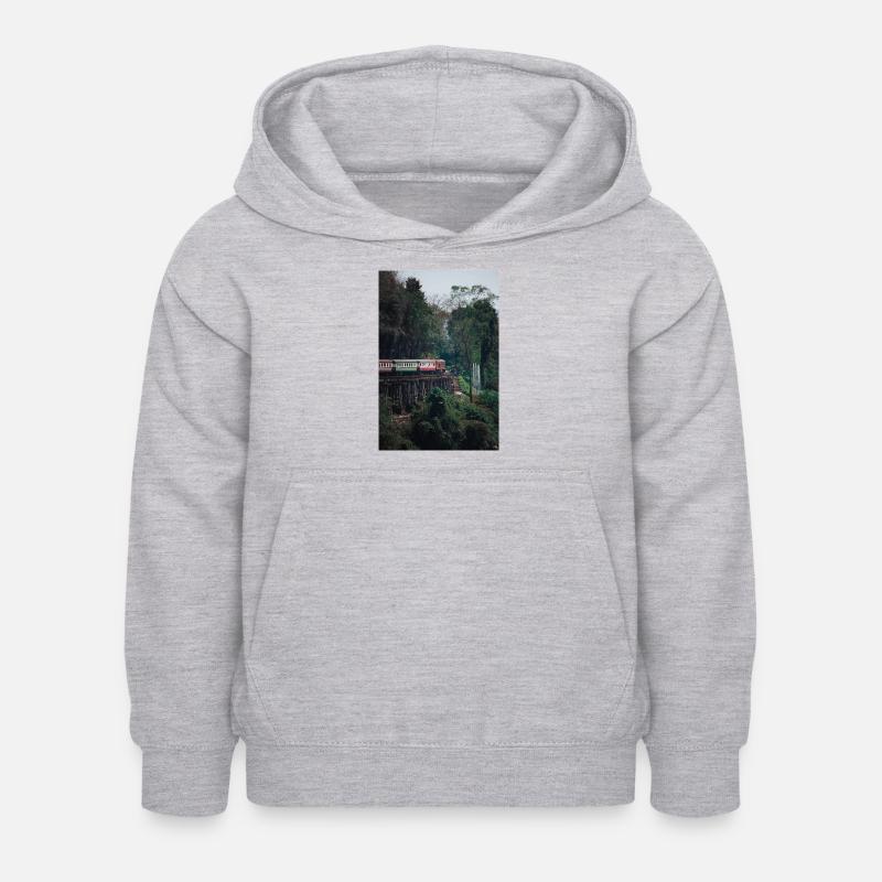 Train kantchanaburi - Sweat à capuche Enfant - gris clair chiné