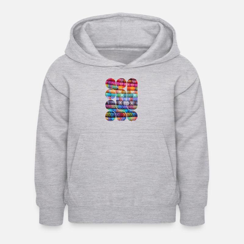 Bright Knitted Patchwork - Kids Hoodie - light heather grey