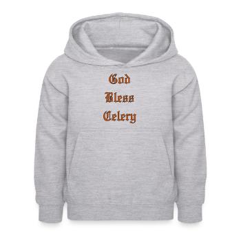 GodBlessCelery - Kids Hoodie - light heather grey - Front - AI Model Kid Female (0cm)
