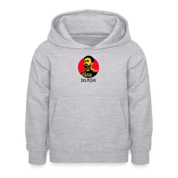 Haile Selassie I Jah Rastafari Rasta Reggae Racines - Sweat à capuche Enfant - gris clair chiné - Devant - AI Model Kid Female (0cm)