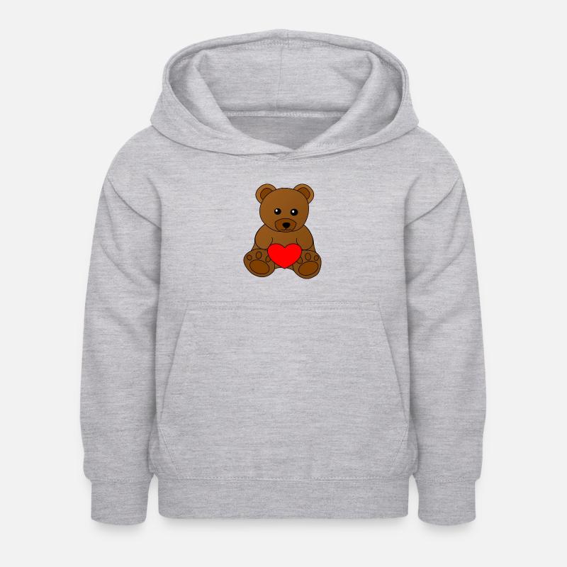 Teddy Saint-Valentin - Sweat à capuche Enfant - gris clair chiné
