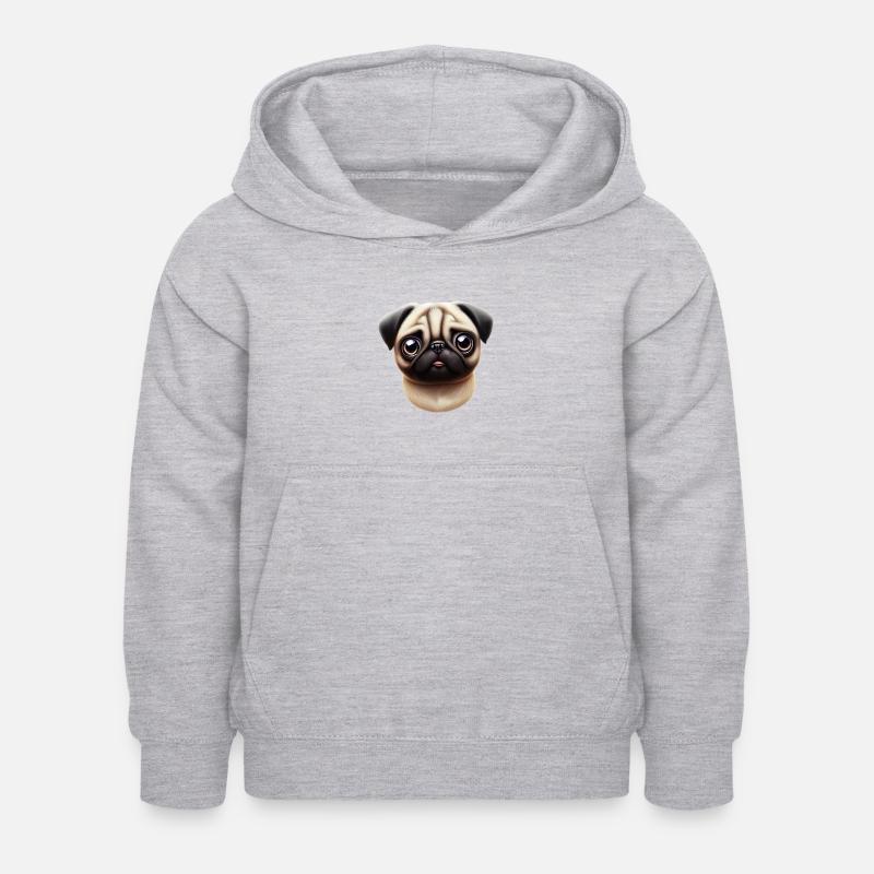 Illustration de style carlin - Sweat à capuche Enfant - gris clair chiné