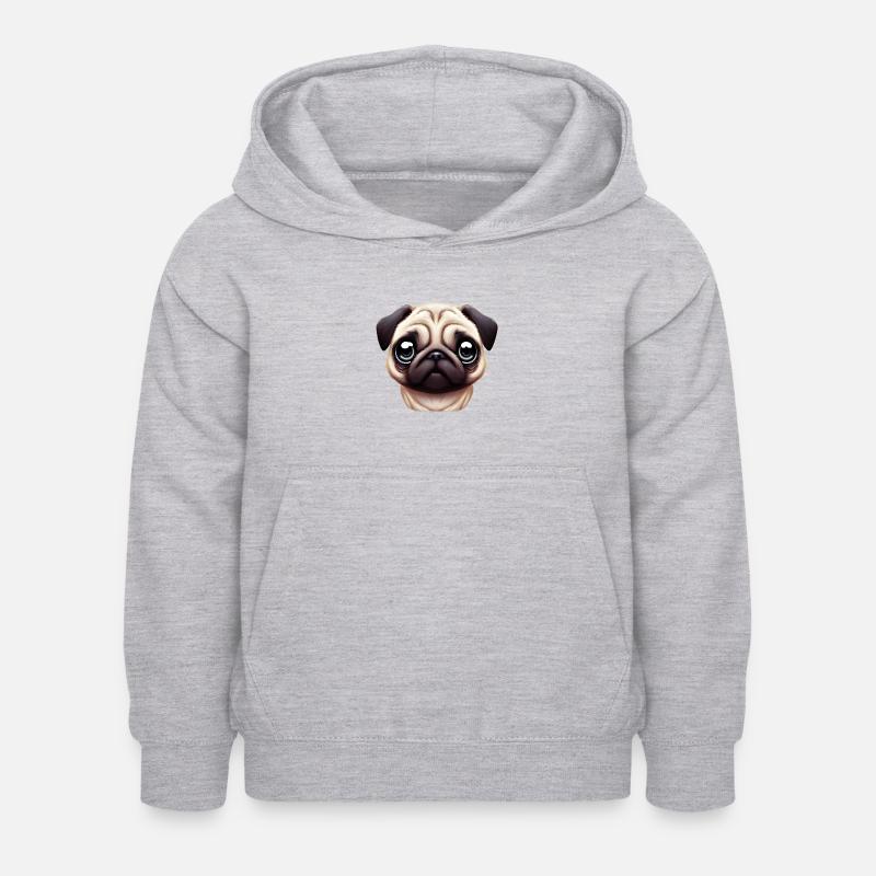 Portrait unique de carlin - Sweat à capuche Enfant - gris clair chiné