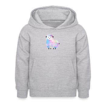 Süßes Schaf Pixelart - Kinder Hoodie - Hellgrau meliert - Vorne - AI Model Kid Female (0cm)