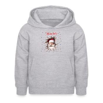 Der Weihnachtsmann lugt durch ein Loch in der Wand - Kinder Hoodie - Hellgrau meliert - Vorne - AI Model Kid Female (0cm)