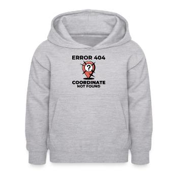 Fragezeichen-Stecknadel – GIS-Fehler "Verlorener Standort" - Kinder Hoodie - Hellgrau meliert - Vorne - AI Model Kid Female (0cm)
