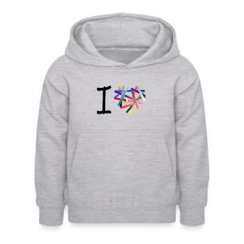 I love - kreuz und quer gewickelt - Kinder Hoodie - Hellgrau meliert - Vorne - AI Model Kid Female (0cm)