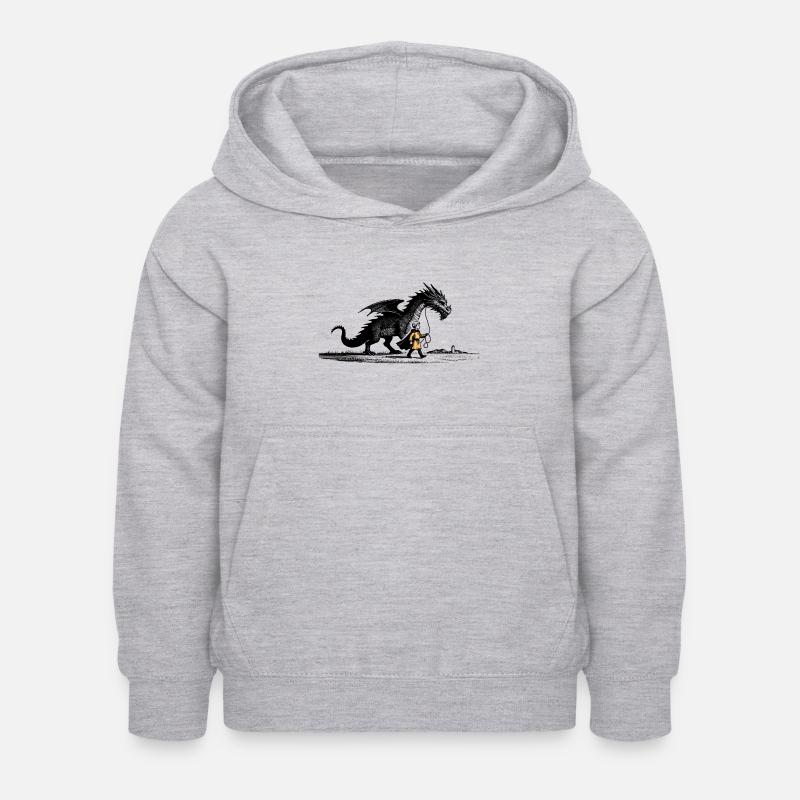 Kleiner Junge mit Drachen - Kinder Hoodie - Hellgrau meliert