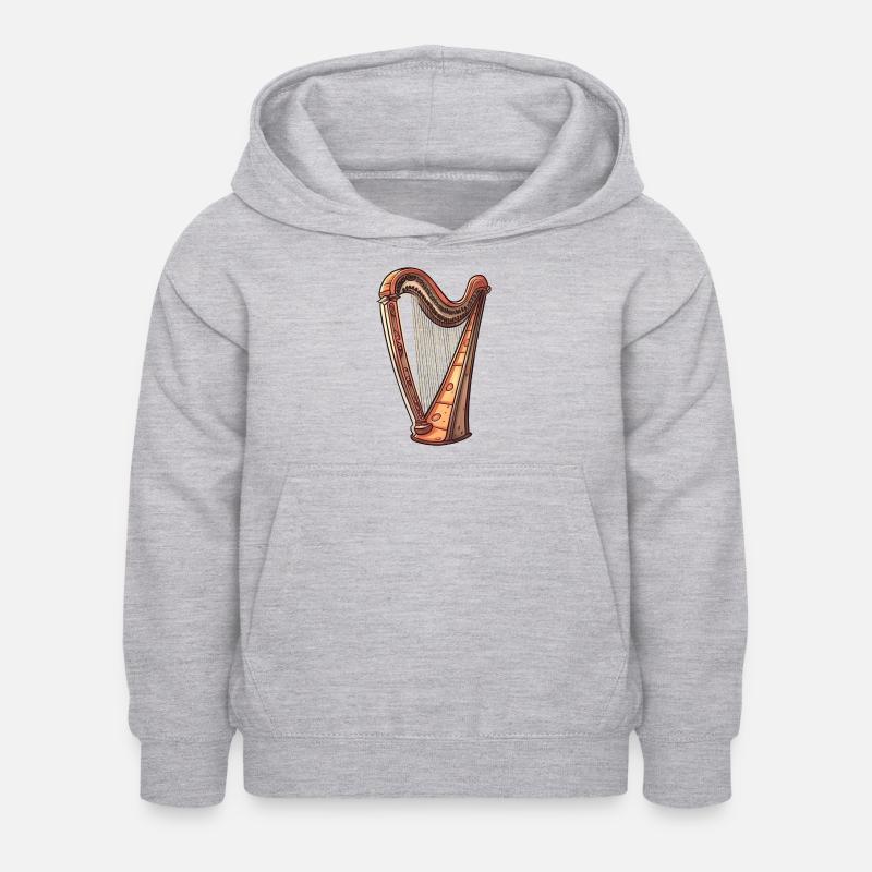 Harfe im Comic Stil - Kinder Hoodie - Hellgrau meliert
